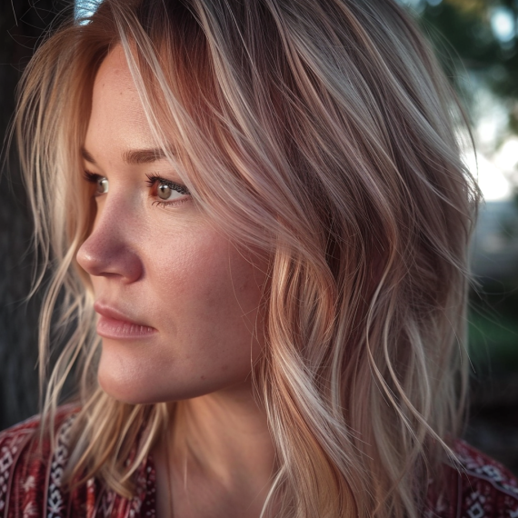 Thick Blonde with Rose Gold Lowlights