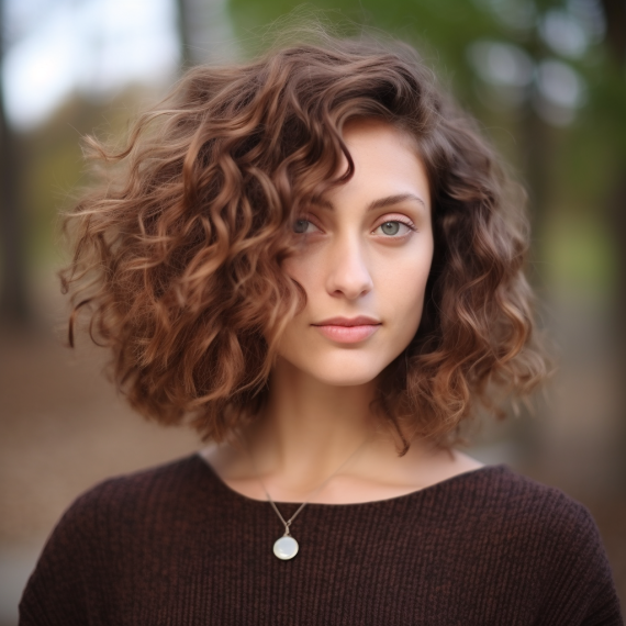 Voluminous Curls with Side Part