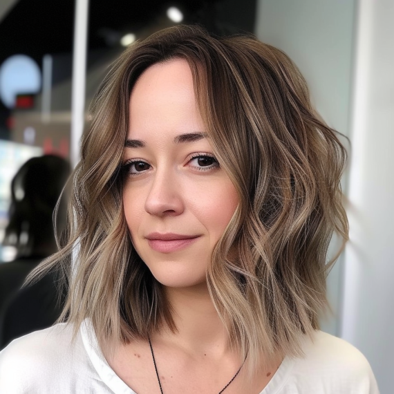 Beach Waves Lob with Deep Side Part