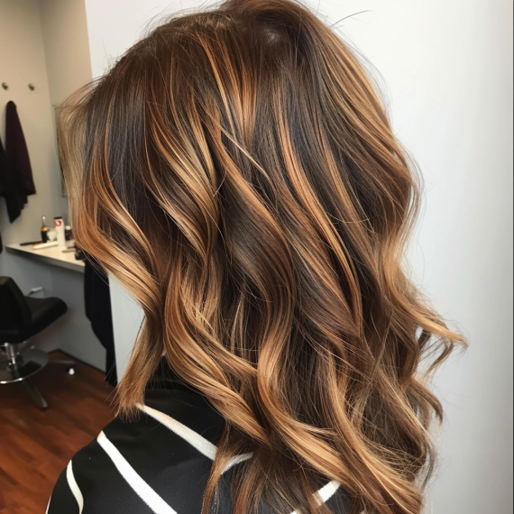 Golden Highlights in Caramel Brown Hair