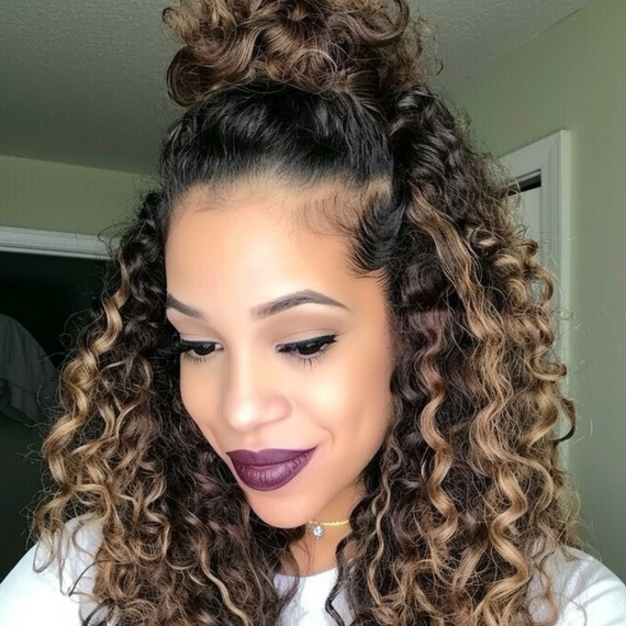 Half Up Half Down Perm Hairstyle