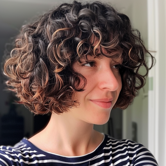 Jaw Length Curly Perm Bob