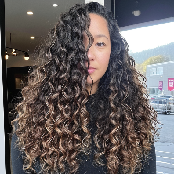 Loose Spiral Perm for Extra Long Hair