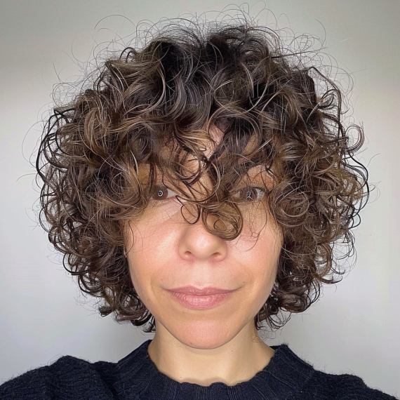 Modern Perm with Varied Curl Sizes