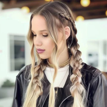 Ombre Blonde with Loose French Braid scaled