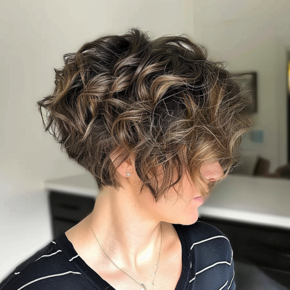 Short Wavy Hair with Stacked Layers