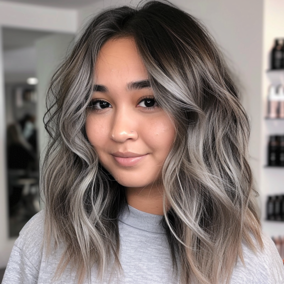Silver Tinted Brunette with Warm Undertones