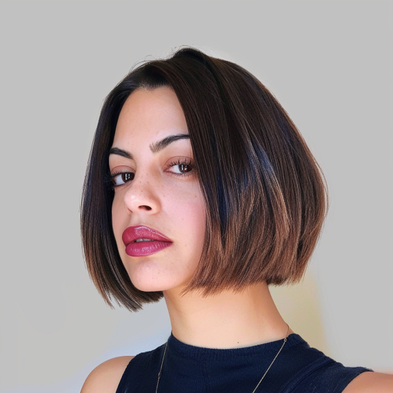 Sleek Chin Length Bob with Rounded Ends