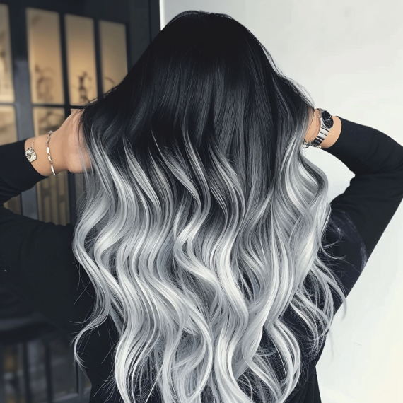 Striking Black to Silver Ombre Effect