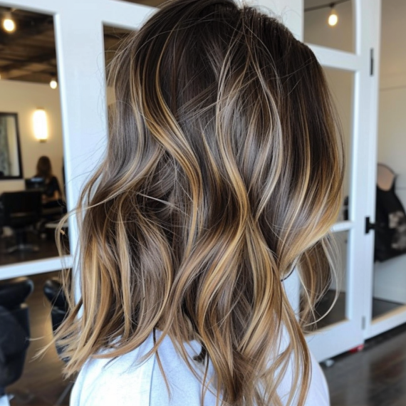 Subtle Honey Highlights in Brown Hair