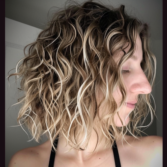 Tousled Beach Perm for Medium Hair