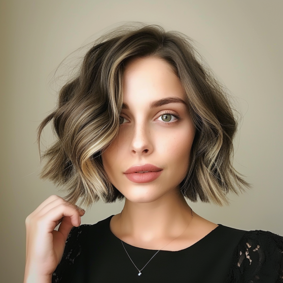 Wavy Bob with Deep Side Part