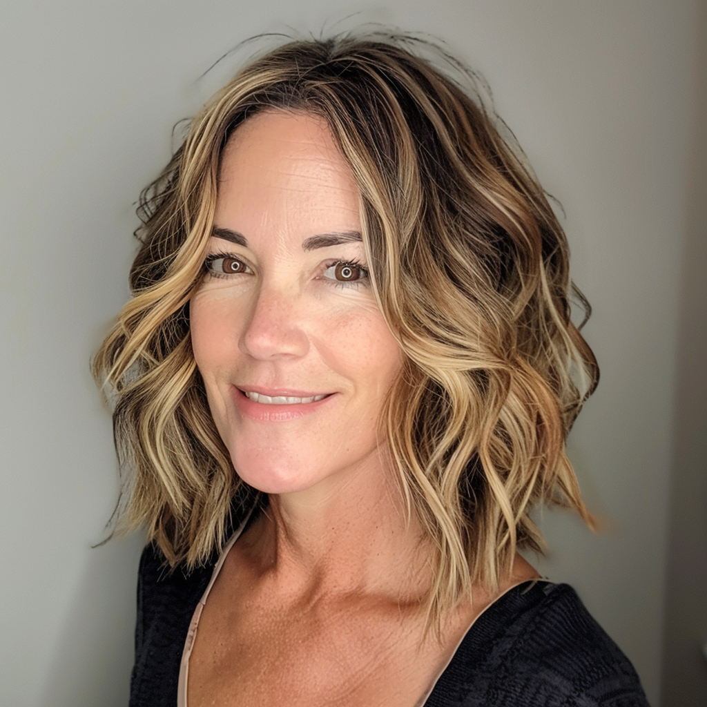 30 Wavy Bob with Contrast Highlights