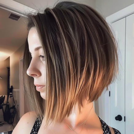 A Line Angled Bob with Choppy Ends