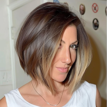 Angled Bob with Face Framing Layers