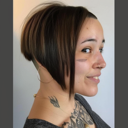 Angled Bob with Shaved Detail