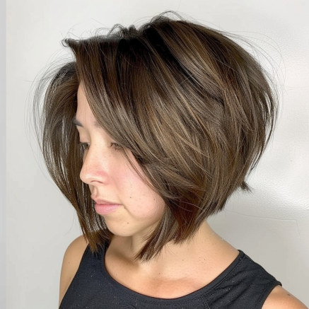 Angled Bob with Stacked Layers and Voluminous Crown 1