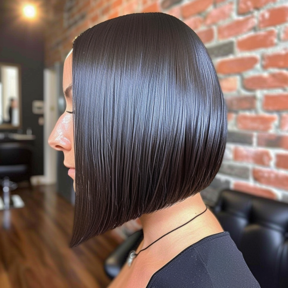 Angled Sleek Bob with Precision Cut