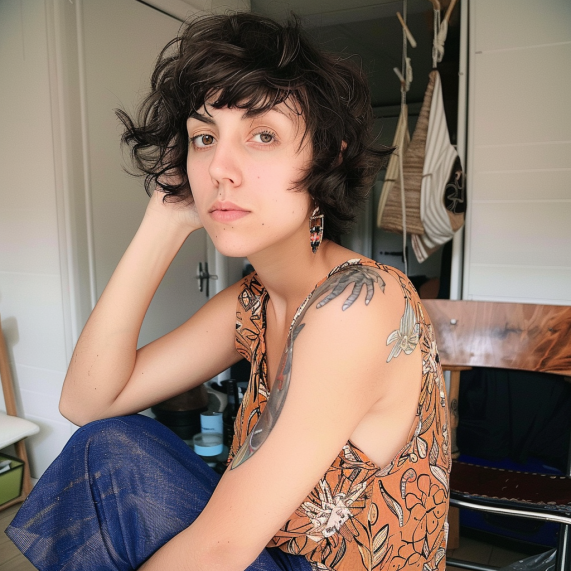 Boho Pixie with Wavy Bangs
