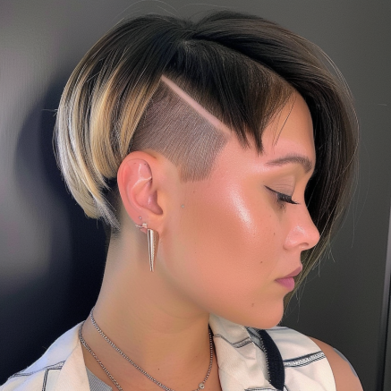 Bold Asymmetrical Bob with Shaved Detail