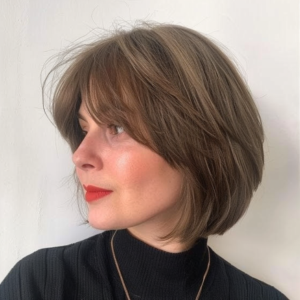 Chin Length Bob with Long Layered Bangs