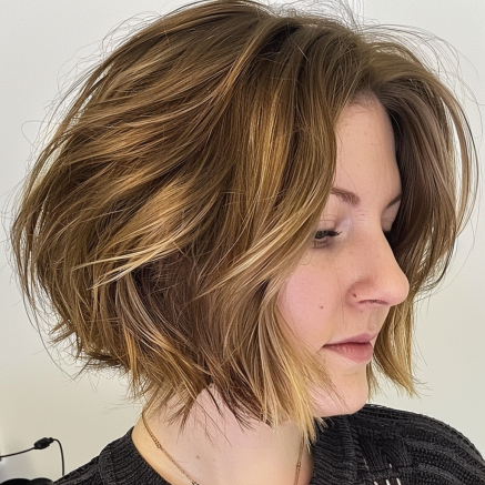 Chin Length Messy Bob with Flipped Out Ends