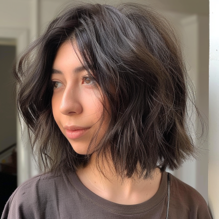 Choppy Messy Bob for Thick Hair