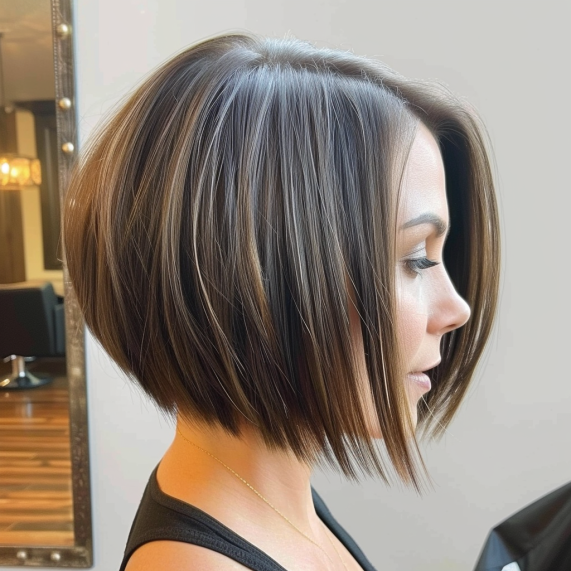 Cross Cut Layering in a Sleek Bob