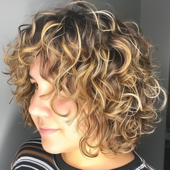 Curly Bob with Airy Layers and Soft Highlights