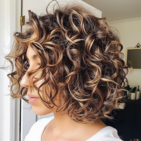 Curly Bob with Delicate Balayage