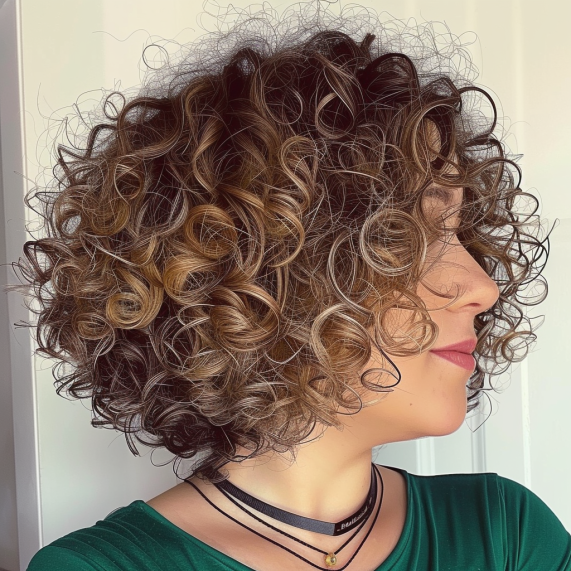 Curly Bob with Ringlet Highlights