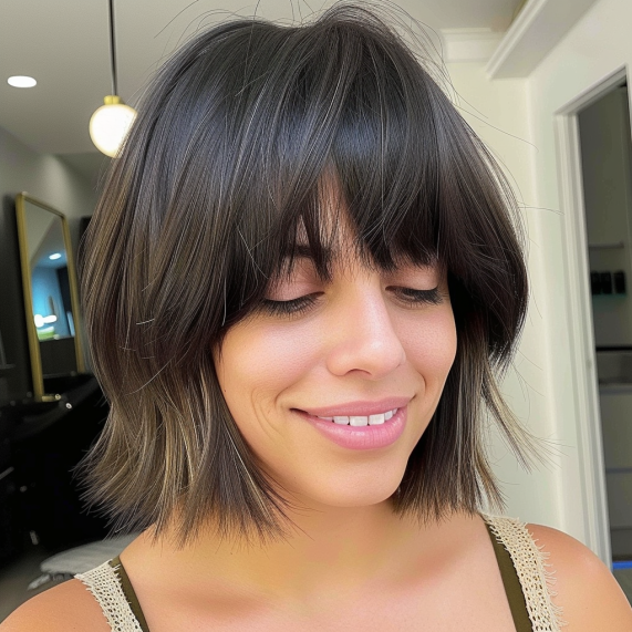 Dramatic Bangs with Layered Bob