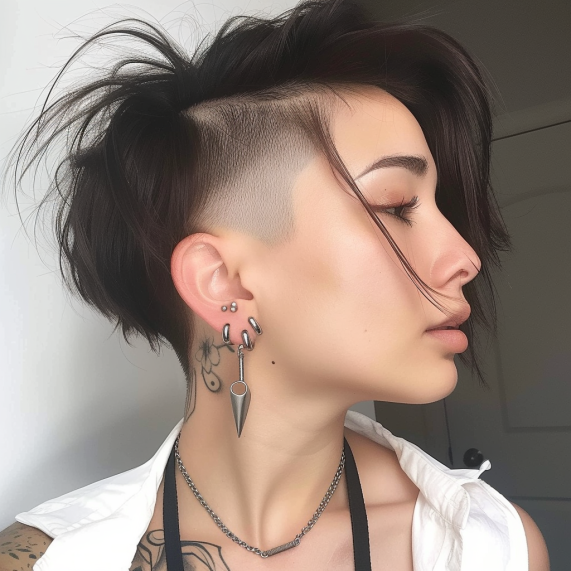 Edgy Undercut with Choppy Top Layer