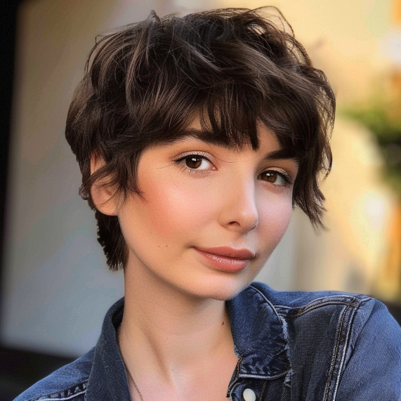 Fluffy Pixie with Curtain Bangs