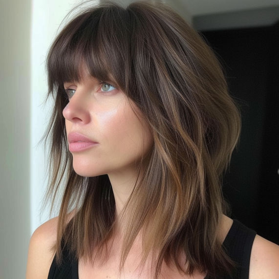 Full Bangs with Tapered Shag Ends