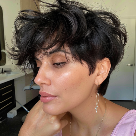 Glam Pixie with Voluminous Bangs