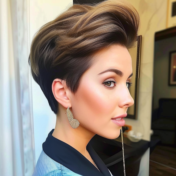 Glamorous Pixie with Side Swept Volume
