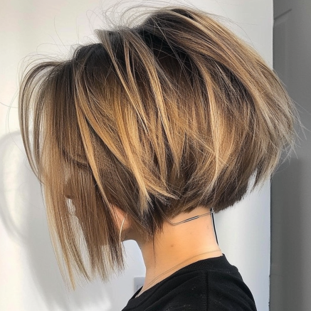 Graduated Messy Bob with Stacked Back