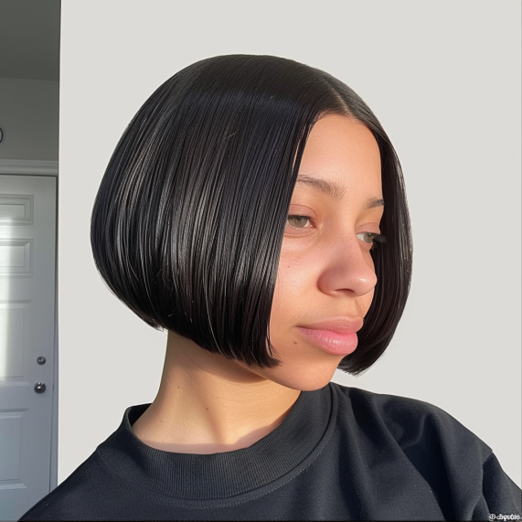 Jaw Length Blunt Bob with Side Part