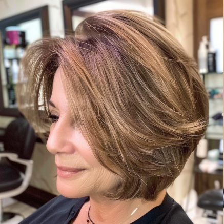 Layered Bob with Outward Feathered Ends