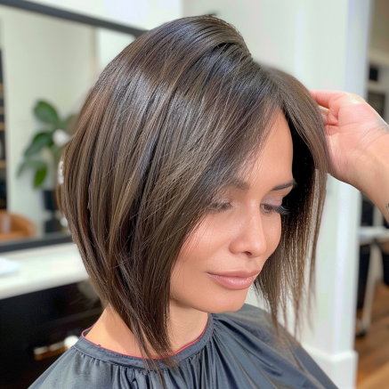 Layered Bob with Side Part and Dramatic Asymmetry