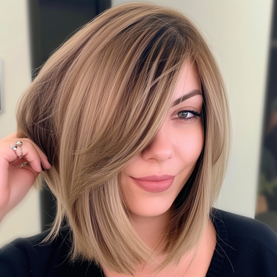 Layered Lob with Side Bangs