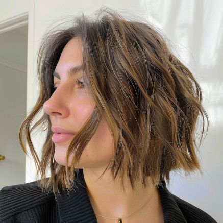 Layered Messy Bob with Soft Waves