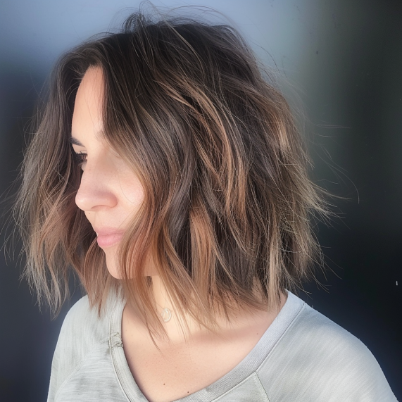 Long Layered Bob with Textured Waves
