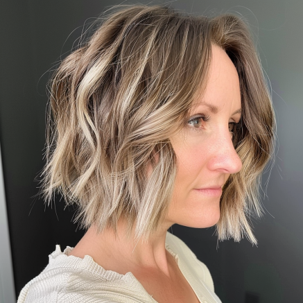 Messy Angled Bob with Beachy Texture 1