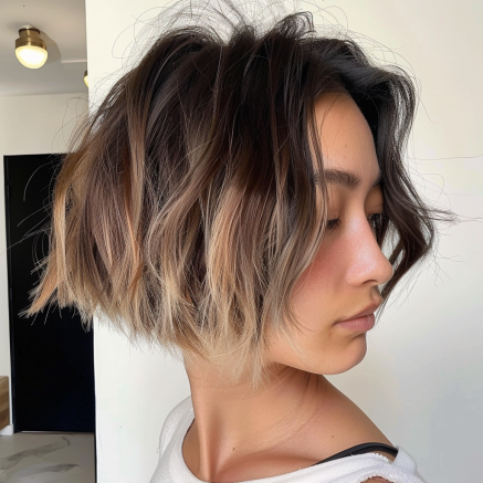 Messy Bob with Blunt Edges and Subtle Undercut