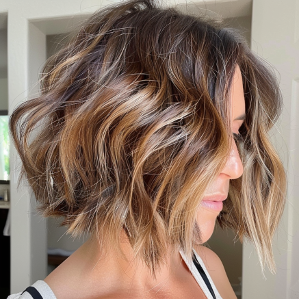 Messy Bob with Chunky Highlights and Lowlights