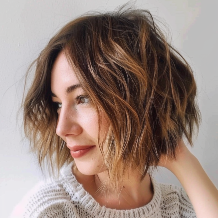 Messy Bob with Piecey Layers and Volume