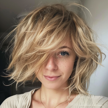 Messy Bob with Shaggy Layers and Volume