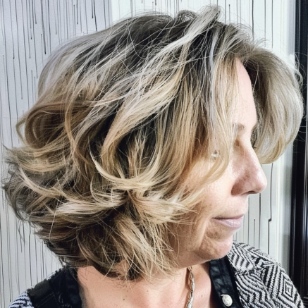 Messy Bob with Soft Curls and Flipped Ends